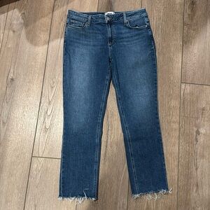 Paige Brigitte Raw Hem Mid-rise Straight Leg Jeans in Sz 29